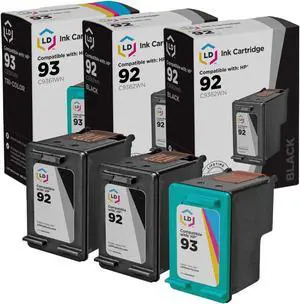LD Products Remanufactured Ink Cartridge Replacements for HP 92 & HP 93 (2 Black, 1 Color, 3-Pack)