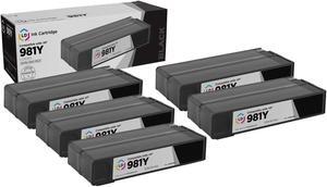 LD Products Ink Cartridge Replacement for HP 981Y L0R16A Extra High Yield (Black, 5-Pack) for use in PageWide Enterprise Color: 556dn, 556xh, Flow MFP 586z, MFP 586dn, and MFP 586f