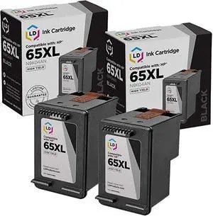 LD Products Remanufactured Ink Cartridge Replacements for HP 65XL N9K04AN High Yield (Black 2-Pack)