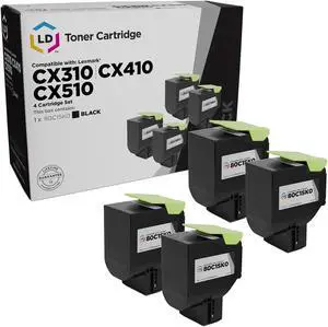LD Products Remanufactured Toner Cartridge Replacement for Lexmark 801SK 80C1SK0 (Black, 4-Pack)