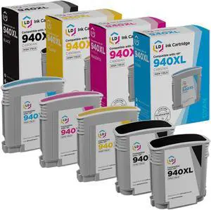 LD Products Remanufactured Ink Cartridge Replacement for HP 940XL High Yield (2 Black, 1 Cyan, 1 Magenta, 1 Yellow, 5-Pack)