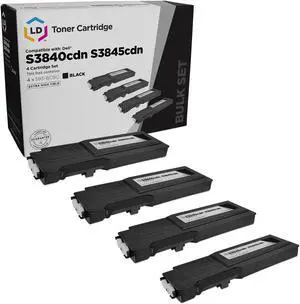LD Compatible Toner Cartridge Replacement for Dell 593-BCBC 1KTWP Extra High Yield (Black, 4-Pack) Compatible with the following printer models Color Laser MFP S3845cdn S3840cdn