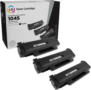 LD Set of 3 Black Cartridges for the Samsung MLT-D104S for use in the ML-1665 Printes  for ML-1665, ML-1661, ML-1666, ML-1667, ML-1675 and ML-1865W Printers