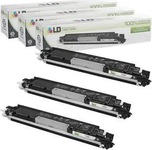 LD © Remanufactured Replacements for Hewlett Packard CF350A (HP 130A) Set of 3 Black Laser Toner Cartridges for use in HP Color LaserJet Pro MFP M176n, and M177fw Printers