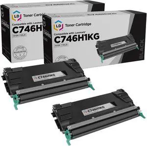 LD Products Remanufactured Toner Cartridge Replacement for Lexmark C748 C746H1KG High Yield (Black, 2-Pack)