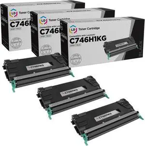 LD Products Remanufactured Toner Cartridge Replacement for Lexmark C748 C746H1KG High Yield (Black, 3-Pack)