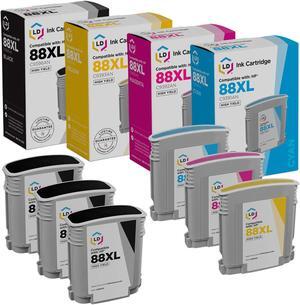 LD © Remanufactured Replacements for Hewlett Packard 88XL / 88 46PK HY Ink Cartridges Includes: 3 C9396AN Black, 1 C9391AN Cyan, 1 C9392AN Magenta, & 1 C9393AN Yellow for use in HP OffieJet Pro