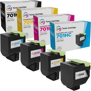 LD Products Remanufactured Toner Cartridge Replacement for Lexmark 701H High Yield (Black, Cyan, Magenta, Yellow, 4 Cartridge Pack)