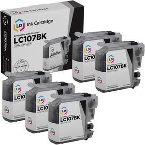 LD Products Compatible Ink Cartridge Replacement for Brother LC107BK Super High Yield (Black, 5-Pack)