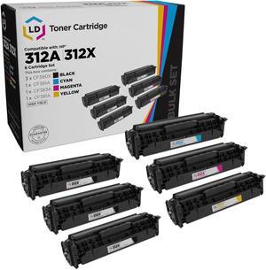 LD Products Remanufactured Toner Cartridge Replacements for HP 312X High Yield & HP 312A (3 Black, 1 Cyan, 1 Magenta, 1 Yellow, 6-Pack)