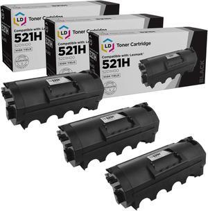 LD Products Compatible Toner Cartridge Replacement for Lexmark 521 HY (Black, 3- Pack)