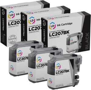 LD Products Compatible Ink Cartridge Replacement for Brother LC207BK Super High Yield (Black, 3-Pack)