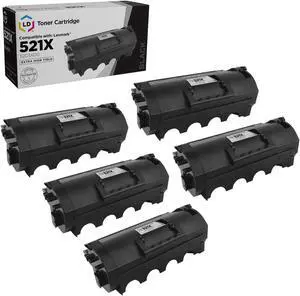 LD Products Compatible Toner Cartridge Replacement for Lexmark 521X 52D1X00 Extra High Yield (Black, 5-Pack)