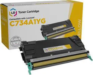 LD Products Remanufactured Toner Cartridge Replacement for Lexmark C734A1YG (Yellow)