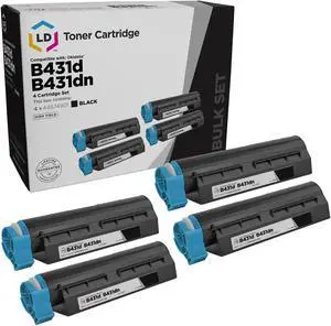 LD Products Compatible Toner Cartridge Replacement for Okidata 44574901 High Yield (Black, 4-Pack)