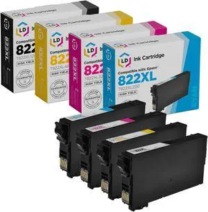 LD Products Remanufactured Ink Cartridge Replacements for Epson 822XL High Yield (Black, Cyan, Magenta, Yellow 4-Pack)