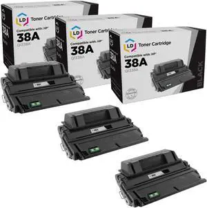 LD Products Toner Cartridge Compatible with Replacement for HP 38A Q1338A (Black, 3-Pack)