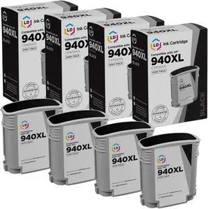 LD Products Remanufactured Ink Cartridge Replacement for HP 940XL C4906AN High Yield (Black, 4-Pack)