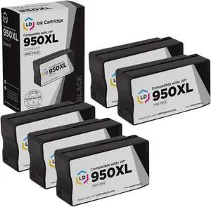 LD Products Compatible Ink Cartridge Replacement for HP 950XL CN045AN High Yield (Black, 5-Pack)