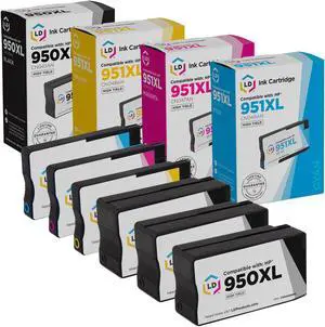 LD Products Compatible Ink Cartridge Replacements for HP 950XL 951XL High Yield (3 Black, 1 Cyan, 1 Magenta, 1 Yellow, 6-Pack)