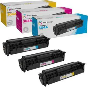 LD Products Remanufactured Toner Cartridge Replacements for HP 304A (Cyan, Magenta, Yellow 3-Pack)