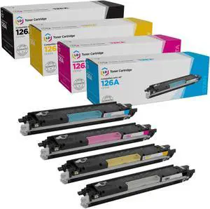 LD © Remanufactured Replacement Laser Toner Cartridges for HP Color LaserJet CP1025nw/100 MFP M175nw: 1 Black CE310A, 1 Cyan CE311A, 1 Magenta CE313A and 1 Yellow CE312A