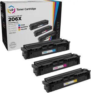 LD Products Compatible Toner Cartridge Replacements for HP 206X High Yield (Cyan, Magenta, Yellow, 3-Pack)