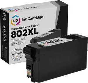 LD Products Remanufactured Replacement for Epson 802XL Ink Cartridges 802 T802XL T802 (Black 1-Pack)