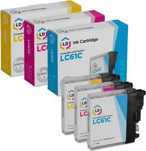 LD Products Compatible Ink Cartridge Replacement for Brother LC61 Series (Cyan, Magenta, Yellow, 3-Pack)