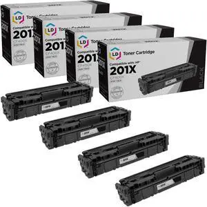 LD Products Compatible Toner Cartridge Replacement for HP 201X CF400X High Yield (Black, 4-Pack)