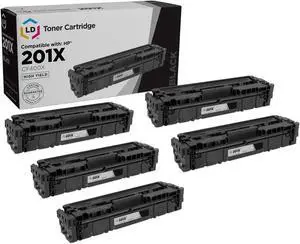 LD Products Compatible Toner Cartridge Replacement for HP 201X CF400X High Yield (Black, 5-Pack)