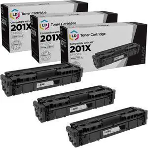 LD Products Compatible Toner Cartridge Replacement for HP 201X CF400X High Yield (Black, 3-Pack)