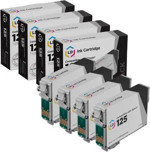 LD Products Remanufactured Ink Cartridge Replacement for Epson 125 T125120 (Black, 4-Pack)