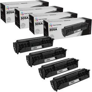 LD Products Toner Cartridge Compatible Replacement for HP 305A CE410A (Black, 4-Pack) HP305A