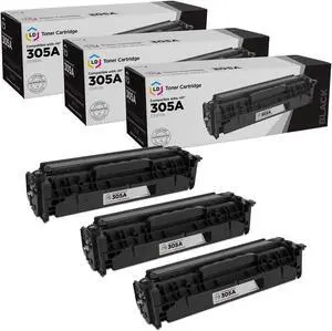LD Products Toner Cartridge Compatible Replacement for HP 305A CE410A (Black, 3-Pack) HP305A
