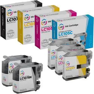 LD Products Compatible Ink Cartridge Replacements for Brother LC107 & LC105 Super High Yield (2 Black, 1 Cyan, 1 Magenta, 1 Yellow, 5-Pack)