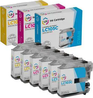 LD Products Compatible Ink Cartridge Replacement for Brother LC105 Super High Yield (2 Cyan, 2 Magenta, 2 Yellow, 6-Pack)