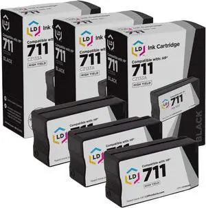 LD Products Remanufactured Ink Cartridge Replacement for HP 711 CZ133A High Yield (Black, 3-Pack)