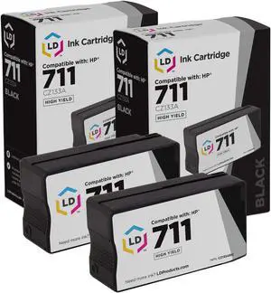 LD Products Remanufactured Ink Cartridge Replacement for HP 711 CZ133A High Yield (Black, 2-Pack)