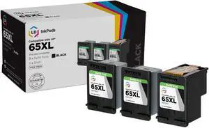 LD Products Remanufactured Ink Cartridge Replacements for 65XL N9K04AN HP 65XL Black Ink Cartridge High Yield (Black 3-Pack)