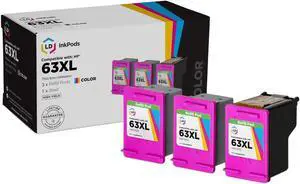 LD Products Remanufactured Ink Cartridge Replacement for HP 63XL F6U63AN High Yield (Color, 3-Pack)