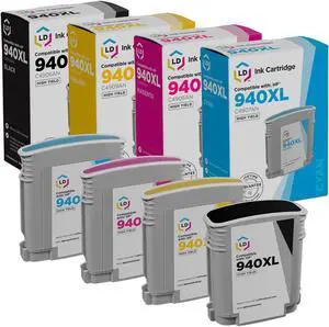 LD Products Remanufactured Ink Cartridge Replacement for HP 940XL High Yield (C4906AN Black, C4907AN Cyan, C4908AN Magenta, C4909AN Yellow, 4-Pack)