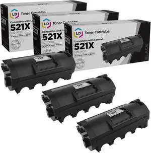 LD Products Compatible Toner Cartridge Replacement for Lexmark 521X Extra High Yield (Black, 3-Pack)