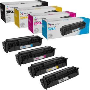 LD Products Toner Cartridge Replacements for HP 305A & 305X High Yield: CE411A Black, CE411A Cyan, CE413A Magenta, CE412A Yellow 4-Pack