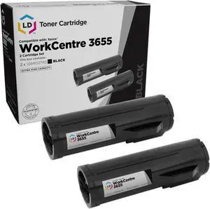 LD © Compatible Xerox 106R02740 Set of 2 Extra High Yield Black Laser Toner Cartridges for Xerox WorkCentre 3655 Printer