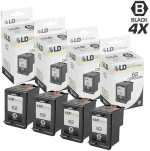 LD © Remanufactured Replacements for Hewlett Packard C2P04AN / HP 62 4PK Black Inkjet Cartridges for use in HP ENVY 5640, 5642, 5643, 5644, 5646, 5660, 7640, 7645, OfficeJet 5740, 5742, & 5745 LD © Remanufactured Replacements for Hewlett Packard C2P04AN / HP 62 4PK Black Inkjet Cartridges for use in HP ENVY 5640, 5642, 5643, 5644, 5646, 5660, 7640, 7645, OfficeJet 5740, 5742, & 5745