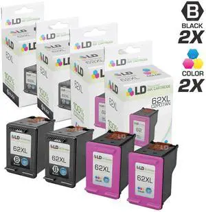 LD © Remanufactured Replacements for Hewlett Packard 62XL 4PK Ink Cartridges:2 C2P05AN Black,& 2 C2P07AN Color for ENVY 5640, 5642, 5643, 5644, 5646, 5660, 7640, 7645, OfficeJet 5740, 5742,& 5747 LD © Remanufactured Replacements for Hewlett Packard 62XL 4PK Ink Cartridges:2 C2P05AN Black,& 2 C2P07AN Color for ENVY 5640, 5642, 5643, 5644, 5646, 5660, 7640, 7645, OfficeJet 5740, 5742,& 5747
