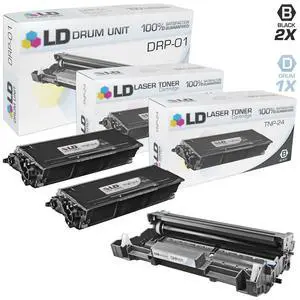 LD © Compatible Replacements for Konica Minolta Set of 3 Includes: 2 TNP24 High Yield Black Laser Toner Cartridges, and 1 DRP01 Laser Cartridge Drum Unit LD © Compatible Replacements for Konica Minolta Set of 3 Includes: 2 TNP24 High Yield Black Laser Toner Cartridges, and 1 DRP01 Laser Cartridge Drum Unit