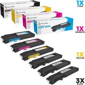 LD Products Compatible Toner Cartridge Replacement for Dell C2660dn & C2665dnf High Yield (3 Black, 1 Cyan, 1 Magenta, 1 Yellow, 6-Pack)