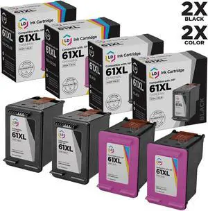 LD © Remanufactured Replacements for Hewlett Packard HP 61 4PK High Yield Ink Cartridges Includes: 2 CH563WN Black, & 2 CH564WN Color for use in HP Deskjet, ENVY, & OfficeJet Series LD © Remanufactured Replacements for Hewlett Packard HP 61 4PK High Yield Ink Cartridges Includes: 2 CH563WN Black, & 2 CH564WN Color for use in HP Deskjet, ENVY, & OfficeJet Series